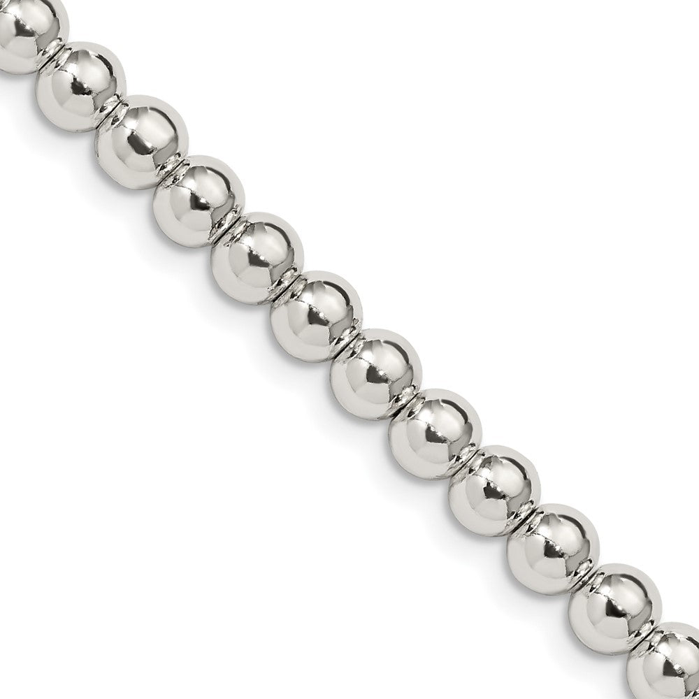 Sterling Silver 5mm Beads on Box Chain 18 Inches