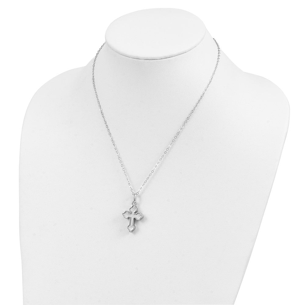Sentimental Expressions Sterling Silver Rhodium-plated Matted Cross Ash Holder 18 Inch Necklace 18 Inches