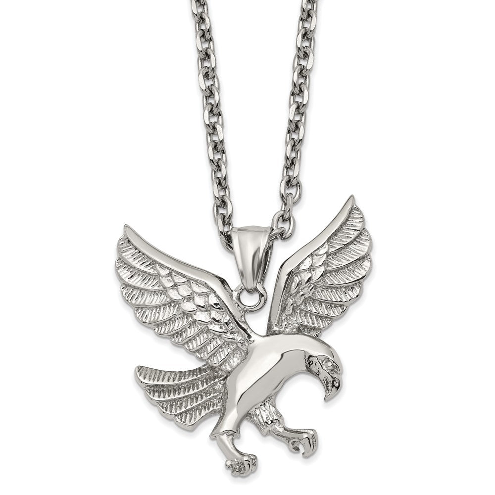 Stainless Steel Polished Eagle 24in Necklace