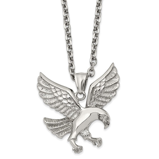 Stainless Steel Polished Eagle 24in Necklace