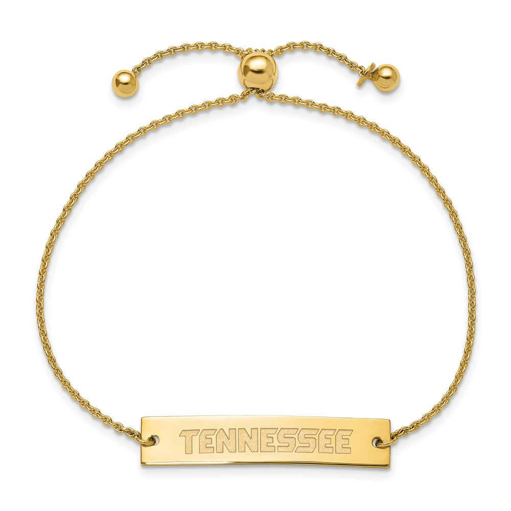 Sterling Silver Gold-plated LogoArt University of Tennessee Small Bar Adjustable 9 inch Bracelet