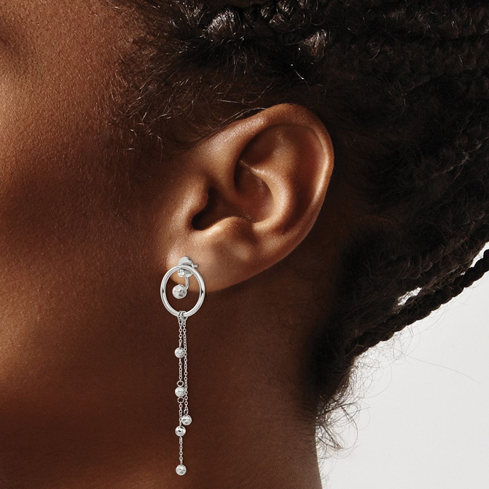 Stainless Steel Polished Preciosa Crystal Front & Back Post Dangle Earrings