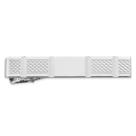 Kelly Waters Rhodium-plated Facet Cut Patterned Tie Bar