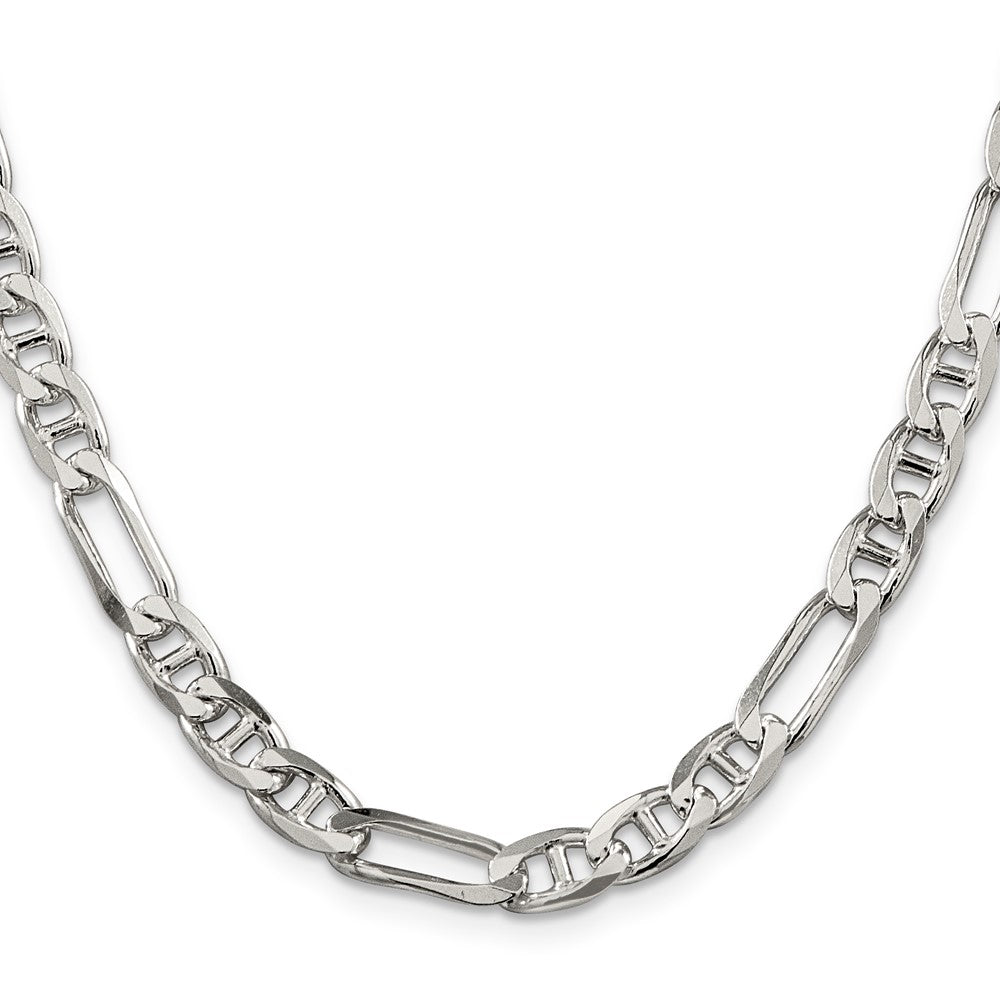 Sterling Silver 6.5mm Figaro Anchor Chain 22 Inches