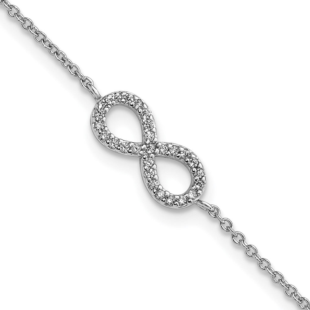 Cheryl M Sterling Silver Rhodium-plated Brilliant-cut CZ Infinity 7 Inch Bracelet with 1 Inch Extender 8 inches