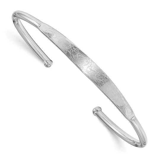 Sterling Silver Polished & Scratch Finish Cuff Bangle