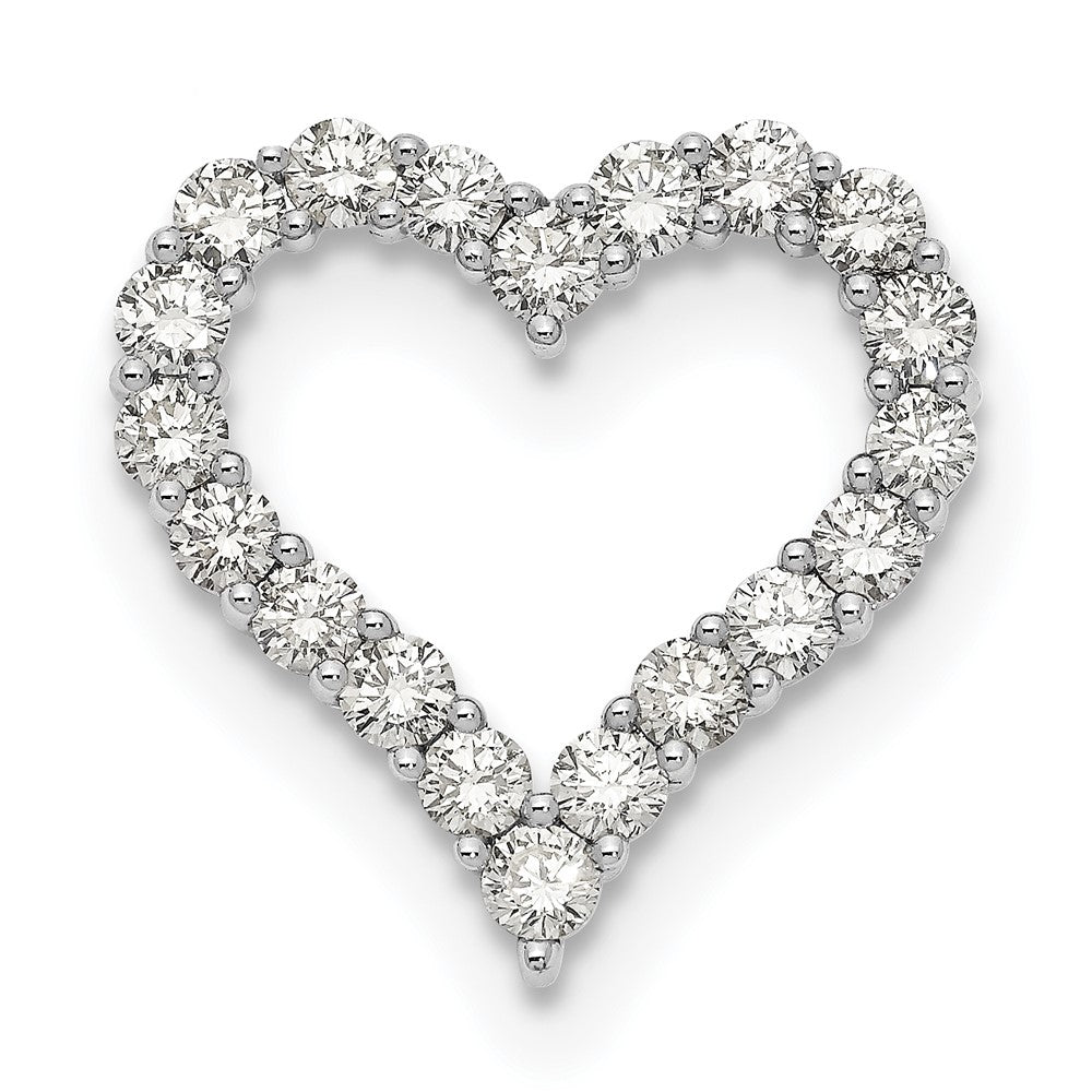 14k White Gold 2 carat Lab Grown Diamond VS/SI+ G+ Heart Chain Slide Pendant
