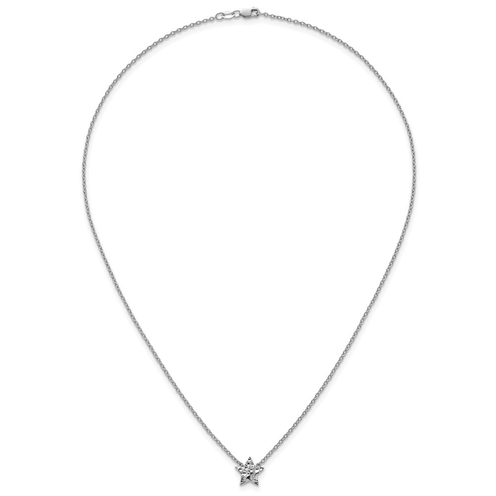 White Ice Sterling Silver Rhodium-plated 18 inch Diamond Star Necklace plus 2 inch Extender