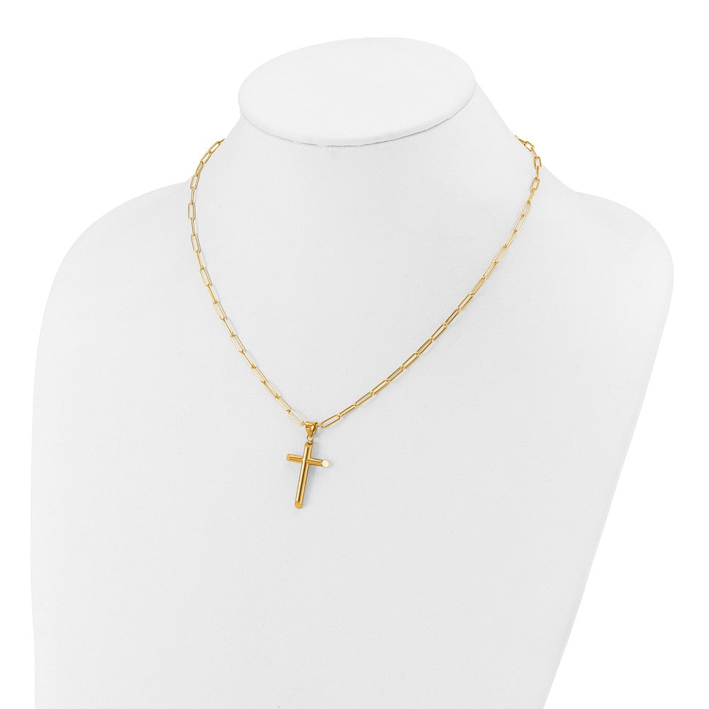 14k Polished Tube Cross Necklace