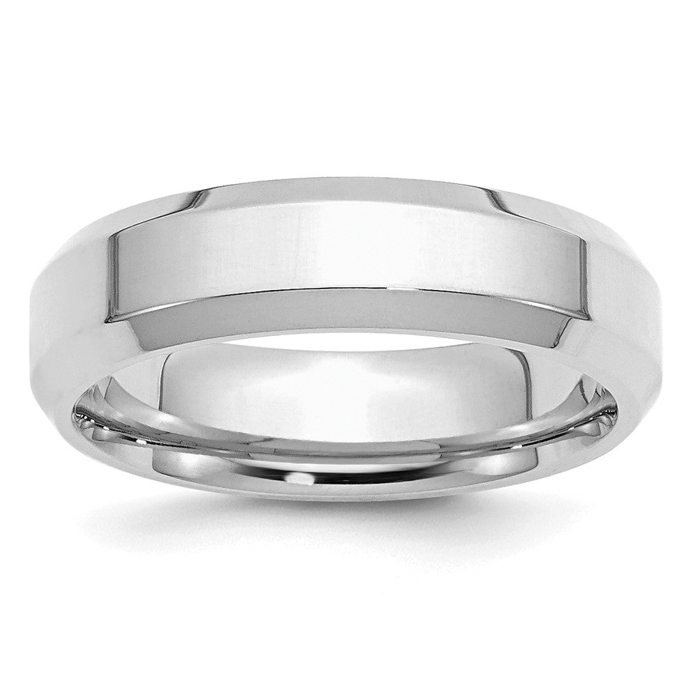 Sterling Silver Rhodium-plated 6mm Bevel Edge Size 7 Band