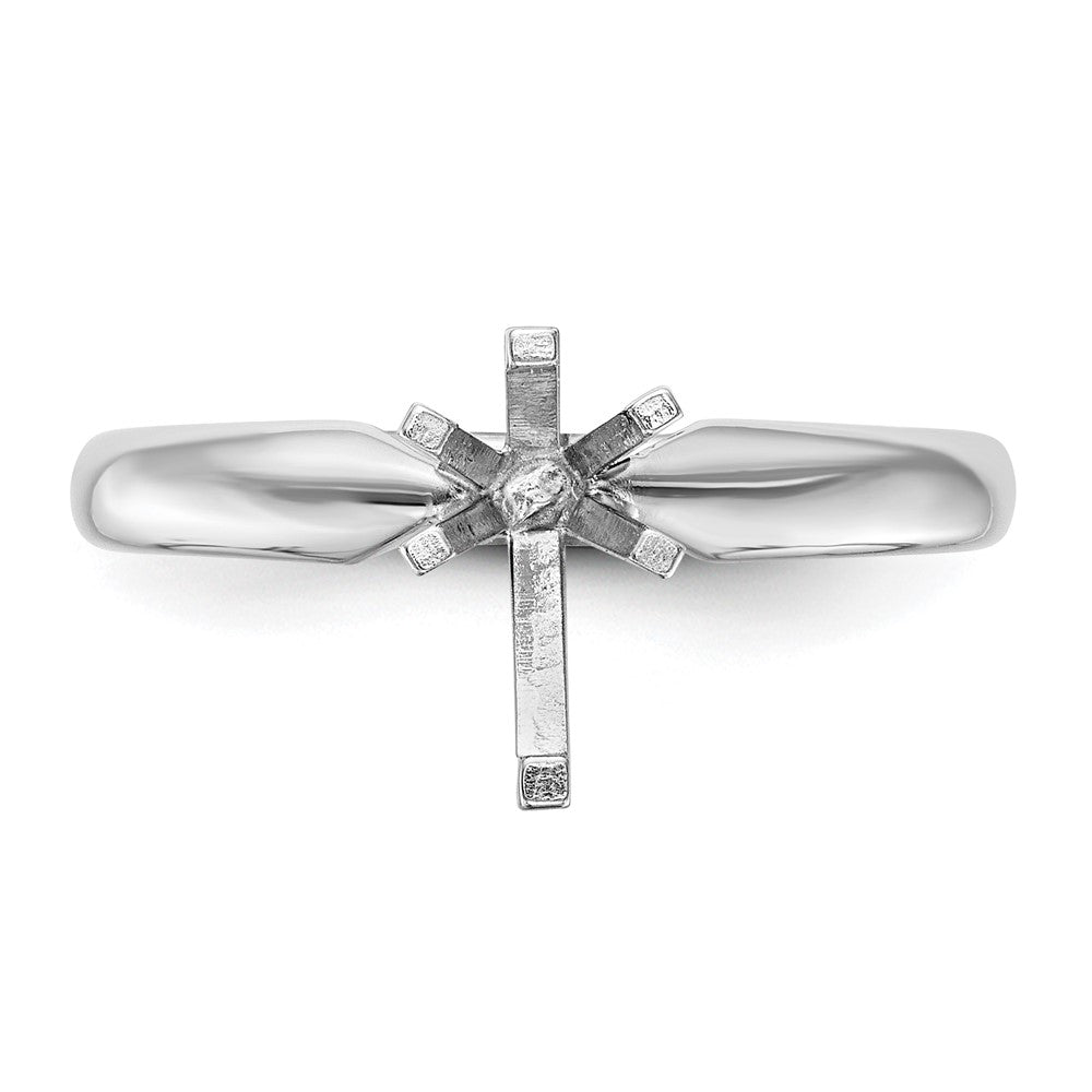 14k White Gold 3/4 carat Medium-Weight Comfort-Fit 6-Prong Tulip-Head Pear Solitaire Ring Mounting