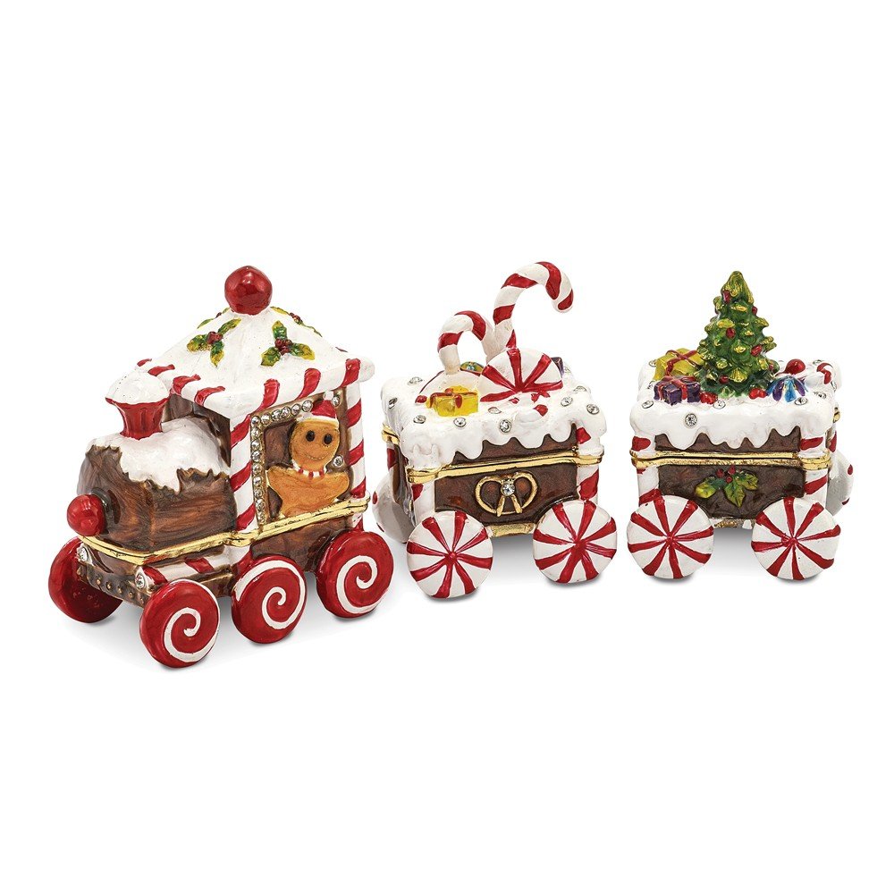 Pewter Candy Cane Train Trinket Box