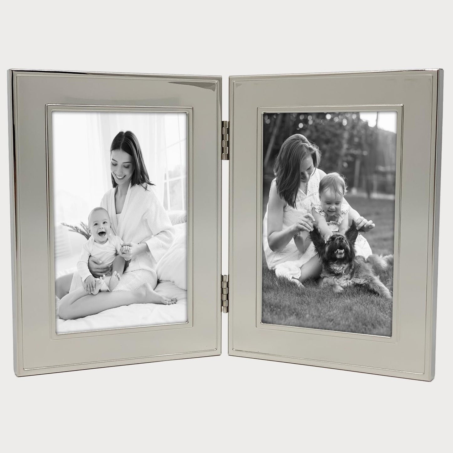 Siena Flat Dbl Border Plain Frame Silver 4x6 Dbl