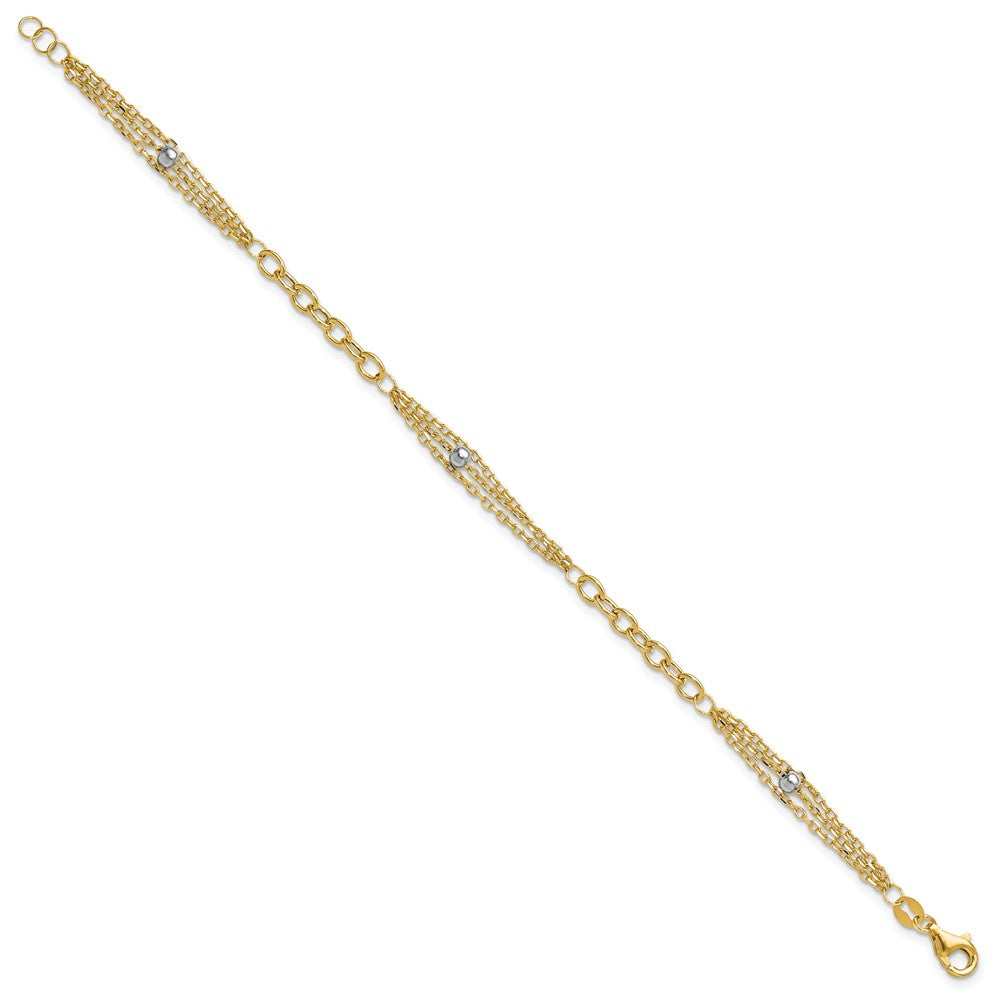 14K w/White Rhodium Fancy Link w/.25in ext. Bracelet 7.75  inches