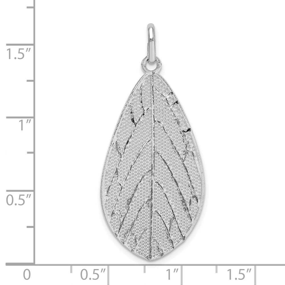 Sterling Silver Rhodium-plated Polished Leaf Pendant