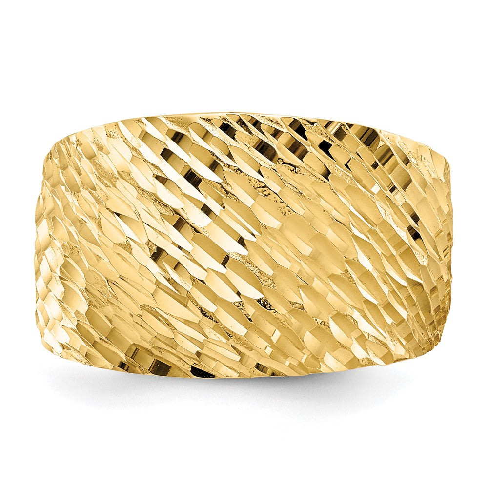 14K Gold Polished Textured Dome Ring Size 7