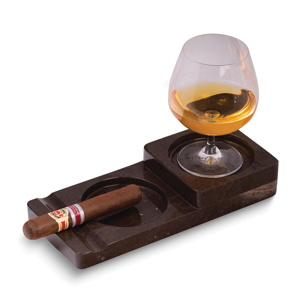 Brown Marble Cigar Ashtray and Coaster