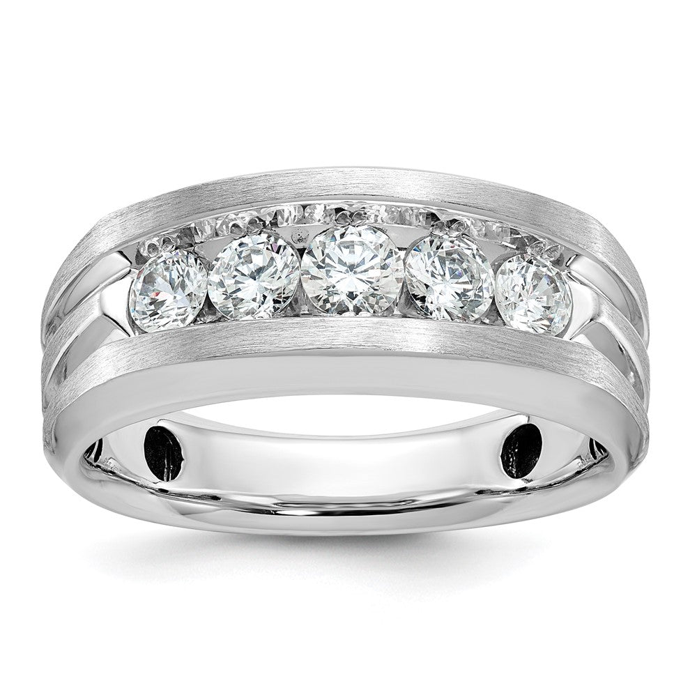 IBGoodman 14k White Gold 1 carat Lab Grown Diamond VS/SI+ G+ Complete Satin Men's Ring