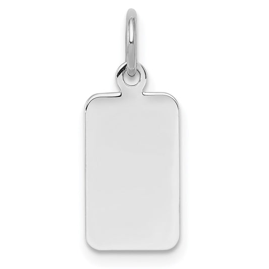 Sterl Silver Rh-plt Engraveable Rectangle Polished Front/Back Disc Charm