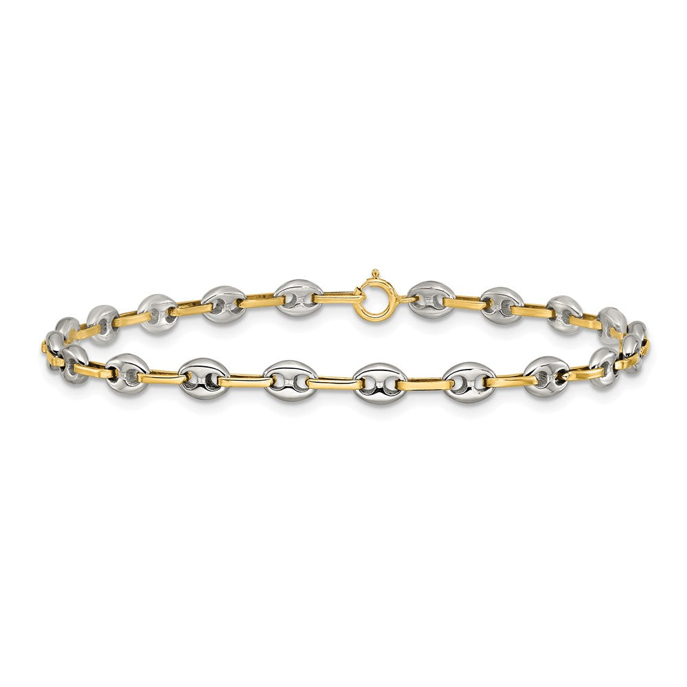 Chisel Stainless Steel Polished with 14K Gold Accent 7.5 inch Mariner Link Bracelet 7.25 inches