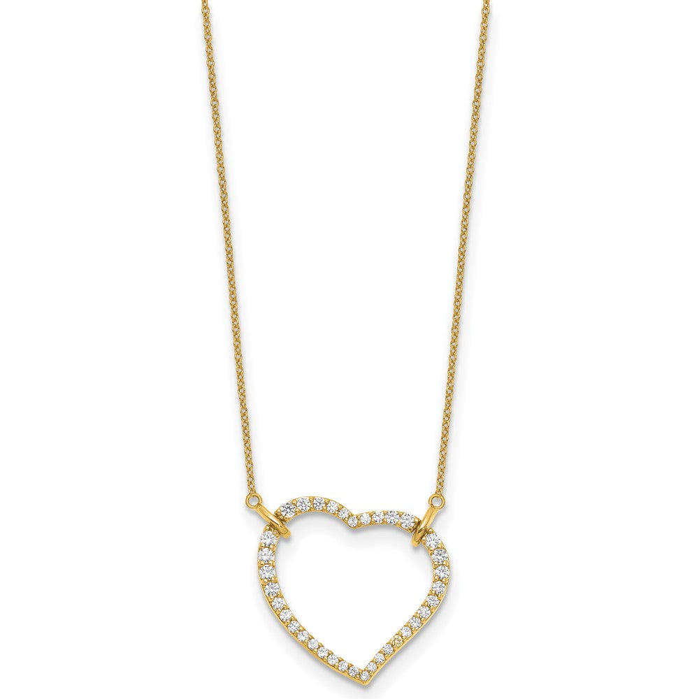 True Origin 14k 3/4 carat Lab Grown Diamond VS DEF 18 inch Open Heart Pendant Necklace