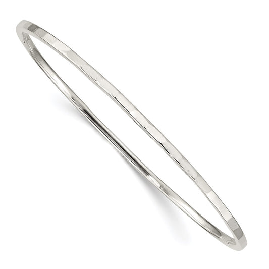 Sterling Silver Hammered Slip-on Bangle 7.75 inches