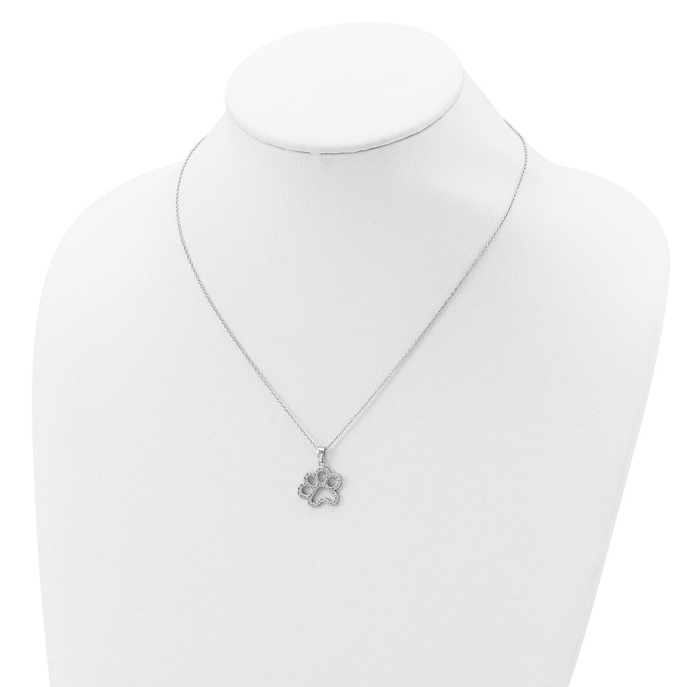 Cheryl M Sterling Silver Rhodium-plated Brilliant-cut CZ Paw 18.25 Inch Necklace 18.25 Inches