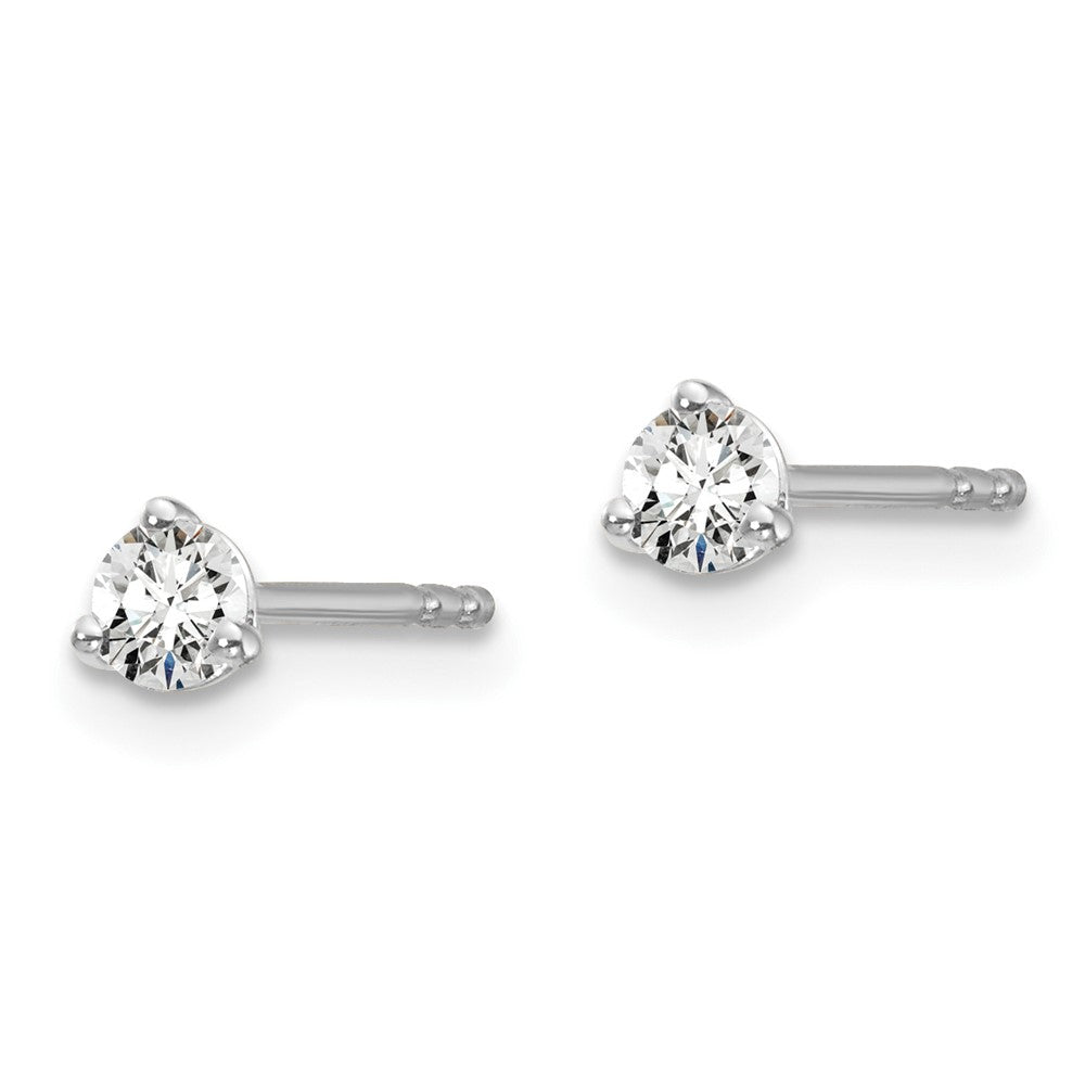 14k White Gold 1/5 ctw Lab Grown Diamond VS+ F+ Round 3 Prong Heavy Wt. Stud Earrings