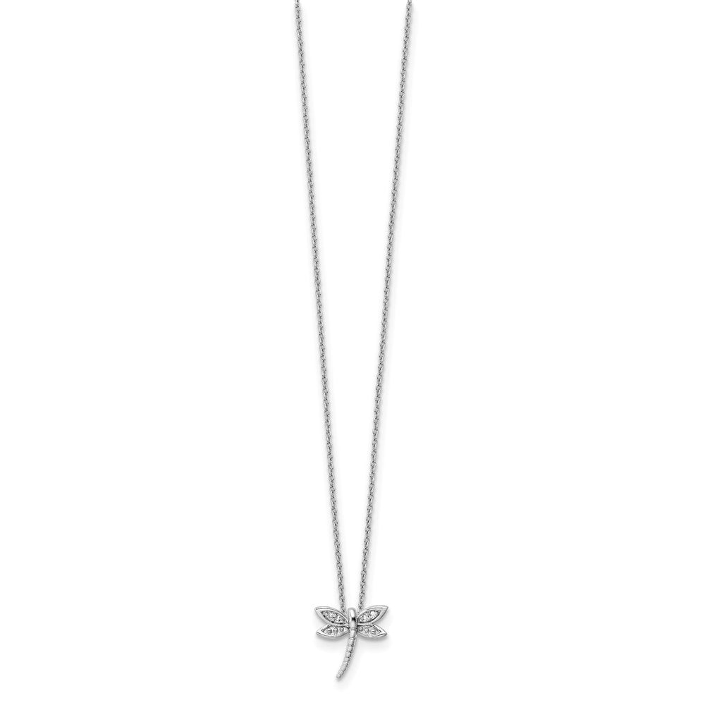 White Ice Sterling Silver Rhodium-plated 18 Inch Diamond Dragonfly Necklace with 2 Inch Extender 18 Inches