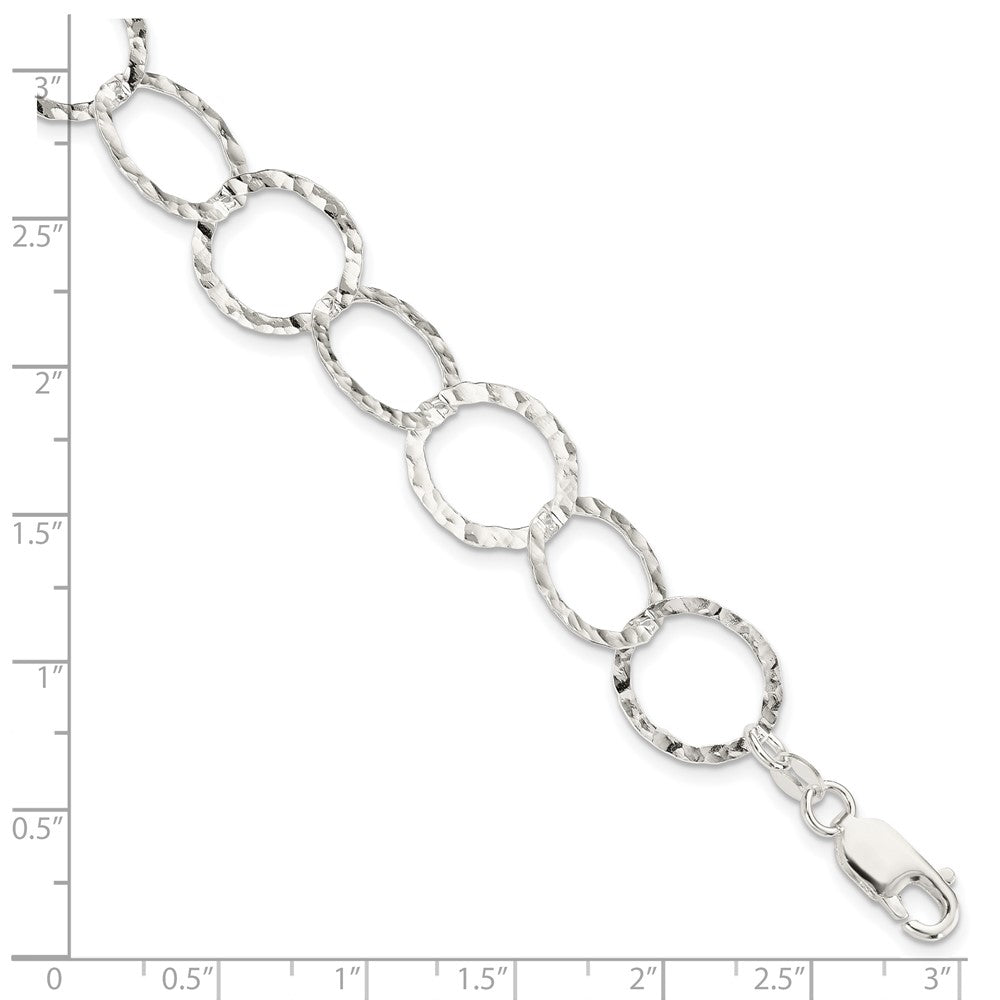 Sterling Silver Fancy Hammered Bracelet 7.5 inches
