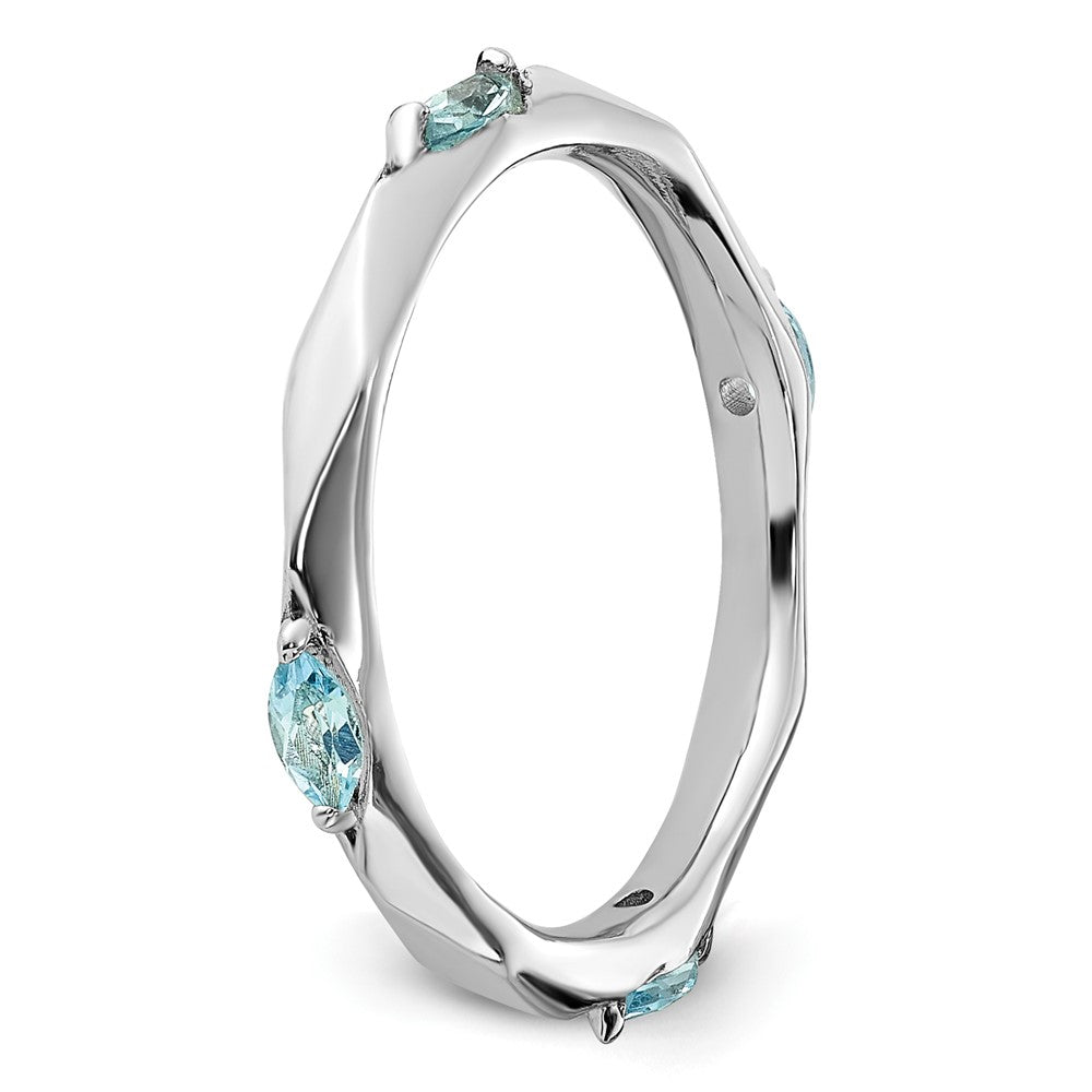Sterling Silver Stackable Expressions Rhodium-plated Blue Topaz Ring Size -9