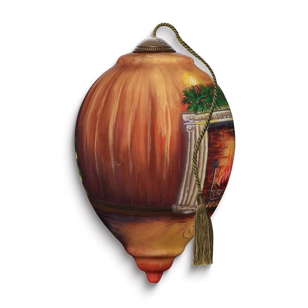 Neqwa Art Merry Christmas to All by Marcello Corti Hand-painted Glass Ornament