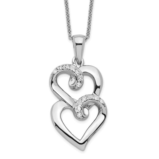 Sentimental Expressions Sterling Silver Rhodium-plated CZ To My Sister 18in Heart Necklace 18 Inches