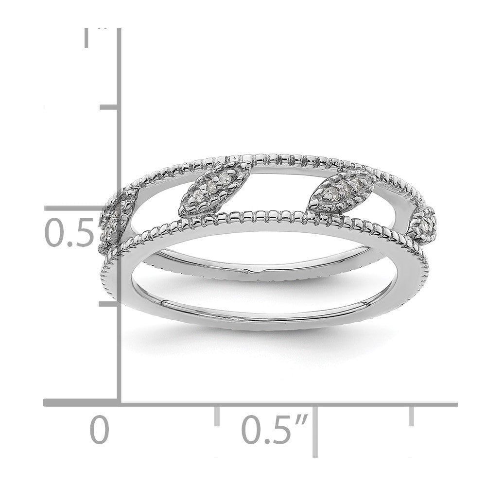 Sterling Silver Stackable Expressions Rhodium-plated Diamond Jacket Ring Size -7