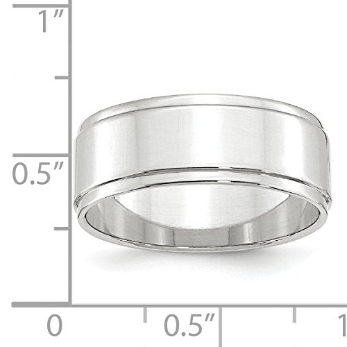10k White Gold 8mm Flat with Step Edge Wedding Band Size 11.5