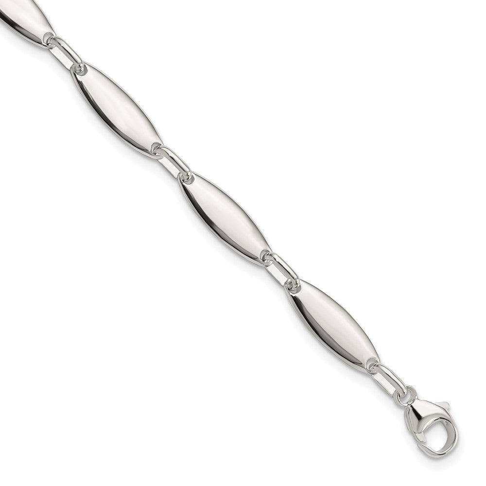 Sterling Silver Polished Link w/ 1 in ext. Bracelet 8 inches