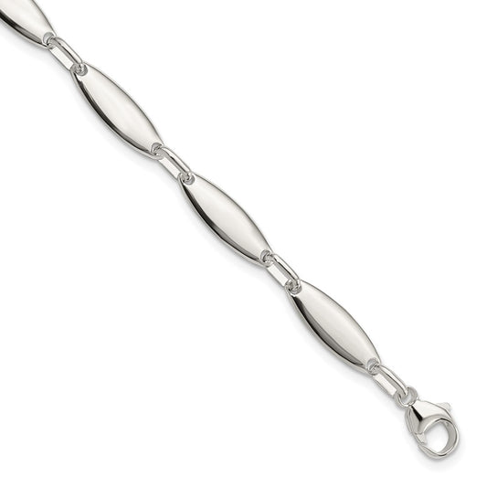 Sterling Silver Polished Link w/ 1 in ext. Bracelet 8 inches