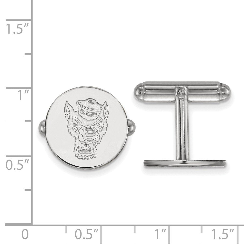 Sterling Silver Rhodium-plated LogoArt North Carolina State University Wolf Cuff Links Q-SS053NCS
