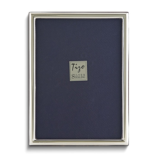 925 Sterling Silver Tarnish Resistant Narrow Plain 2x3 Photo Frame with Finished Wood Back
