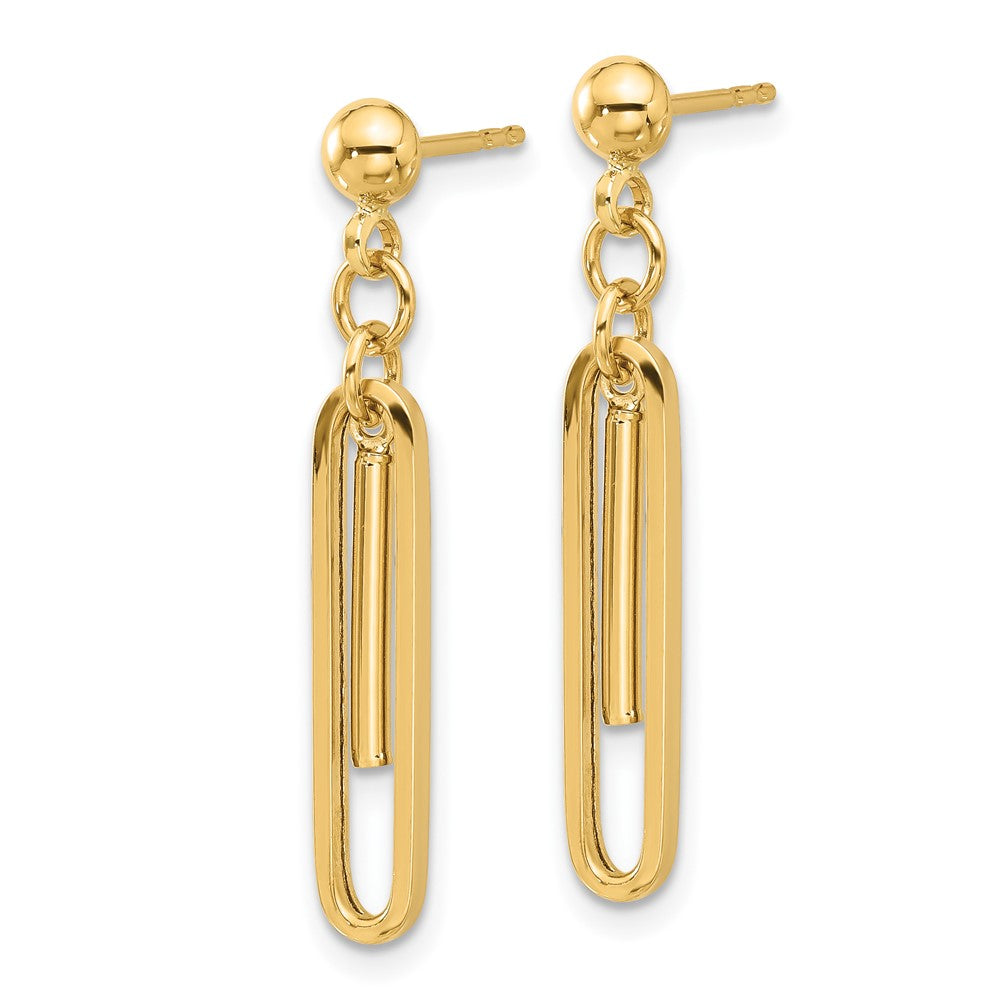 14K Polished Paperclip Dangle Earrings