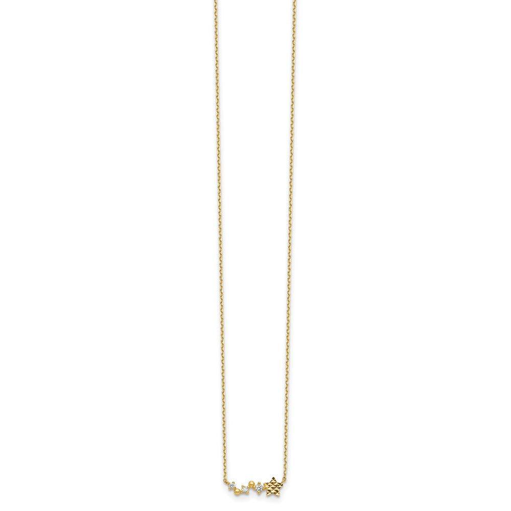 14K Diamond-Cut Star CZ with 2IN EXT Necklace