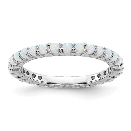Sterling Silver Stackable Expressions Created Opal Ring Size -6