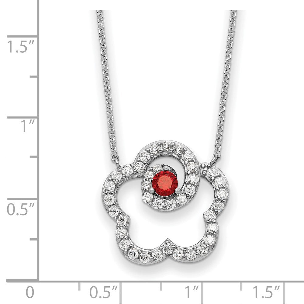 Sentimental Expressions Sterling Silver Rhodium-plated Red and Clear CZ My Sweet Daughter 18in Necklace