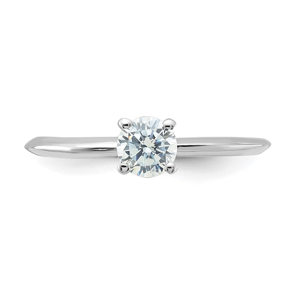 Sterling Silver Rhodium-plated 5mm Round Solitare Diamonore CZ Ring