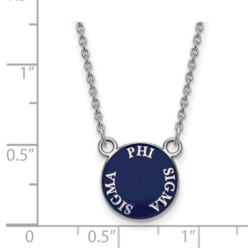 Sterling Silver 18in Official Licensed Greek Sororities Phi Sigma Sigma (???) XS Enamel Pendant w/Necklace