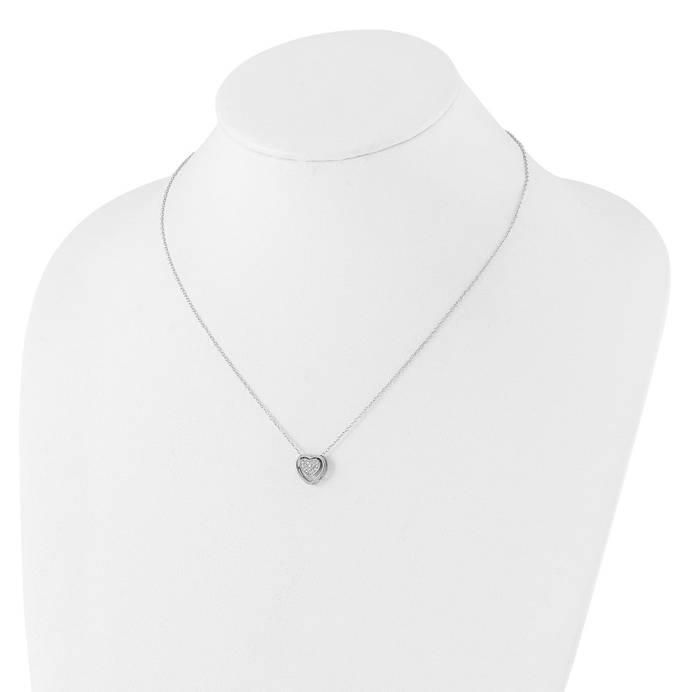 Cheryl M Sterling Silver Rhodium-plated Brilliant-cut CZ Double Heart 18 Inch Necklace 18 Inches