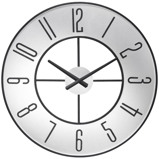 Infinity Instruments Metropolitan Metal 19.75" Indoor Wall Clock with Open Face & Quartz Movement for Accurate Timekeeping, Silver
