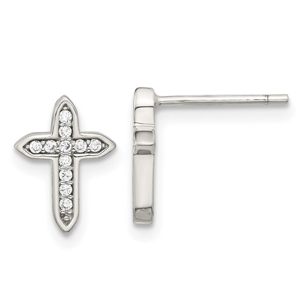 De-Ani Sterling Silver Rhodium-Plated Polished Mini Compass Leverback Earrings