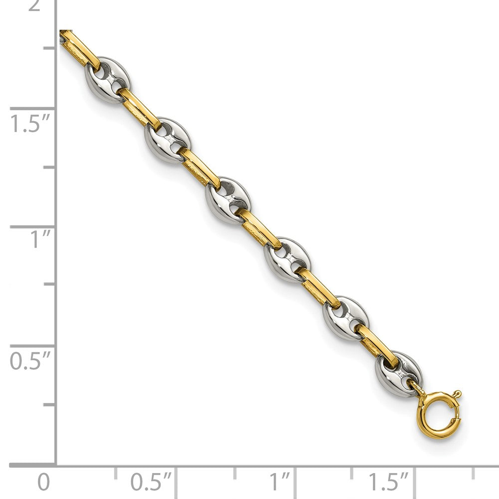 Chisel Stainless Steel Polished with 14K Gold Accent 7.5 inch Mariner Link Bracelet 7.25 inches
