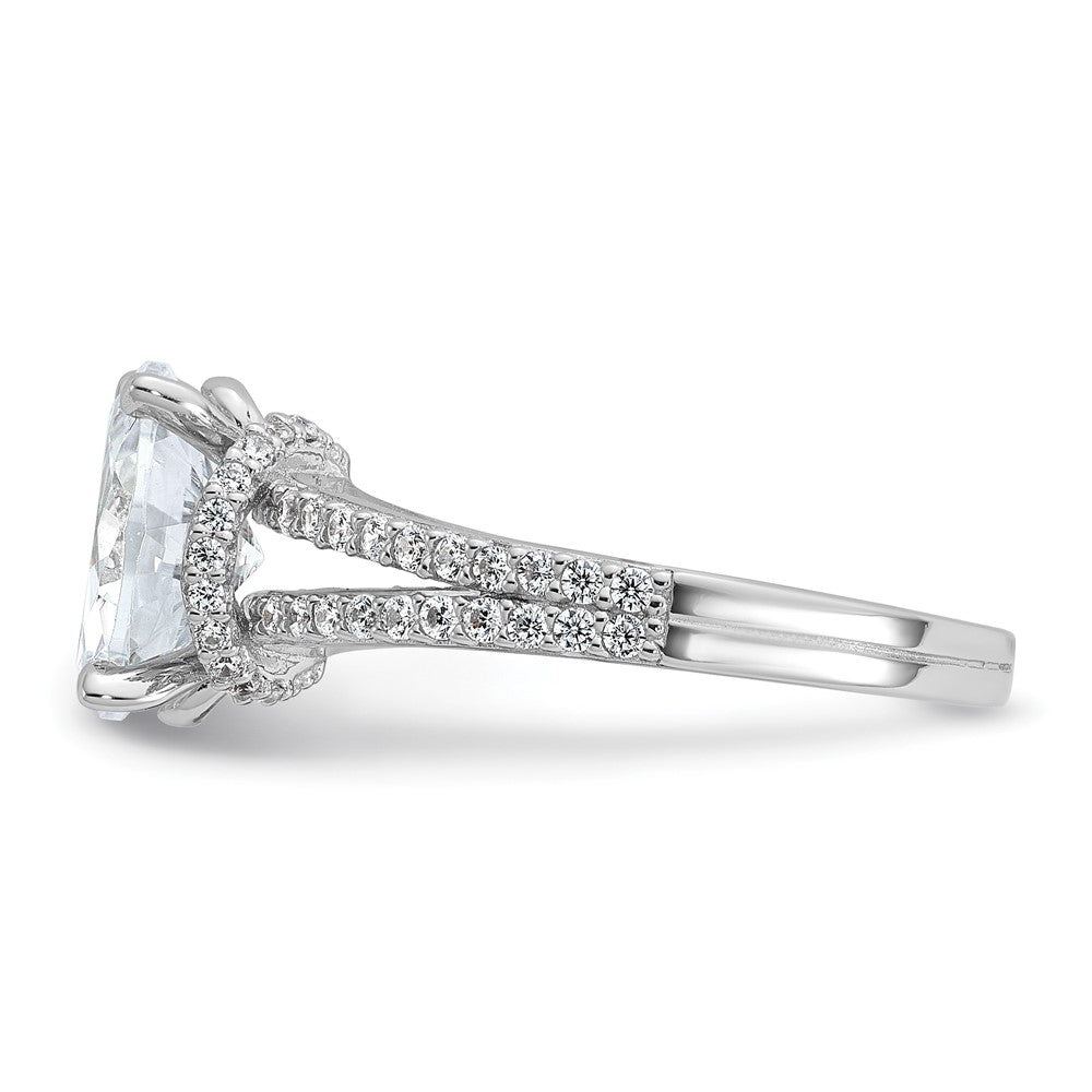 Cheryl M Sterling Silver Rhodium-plated Polished Fancy Oval CZ Ring